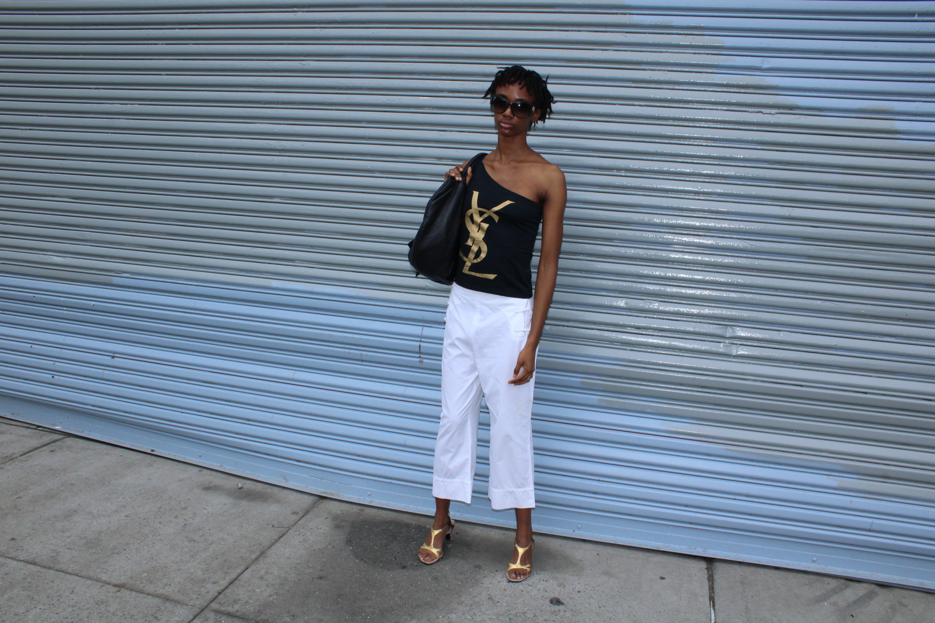 YSL One Shoulder Logo Top