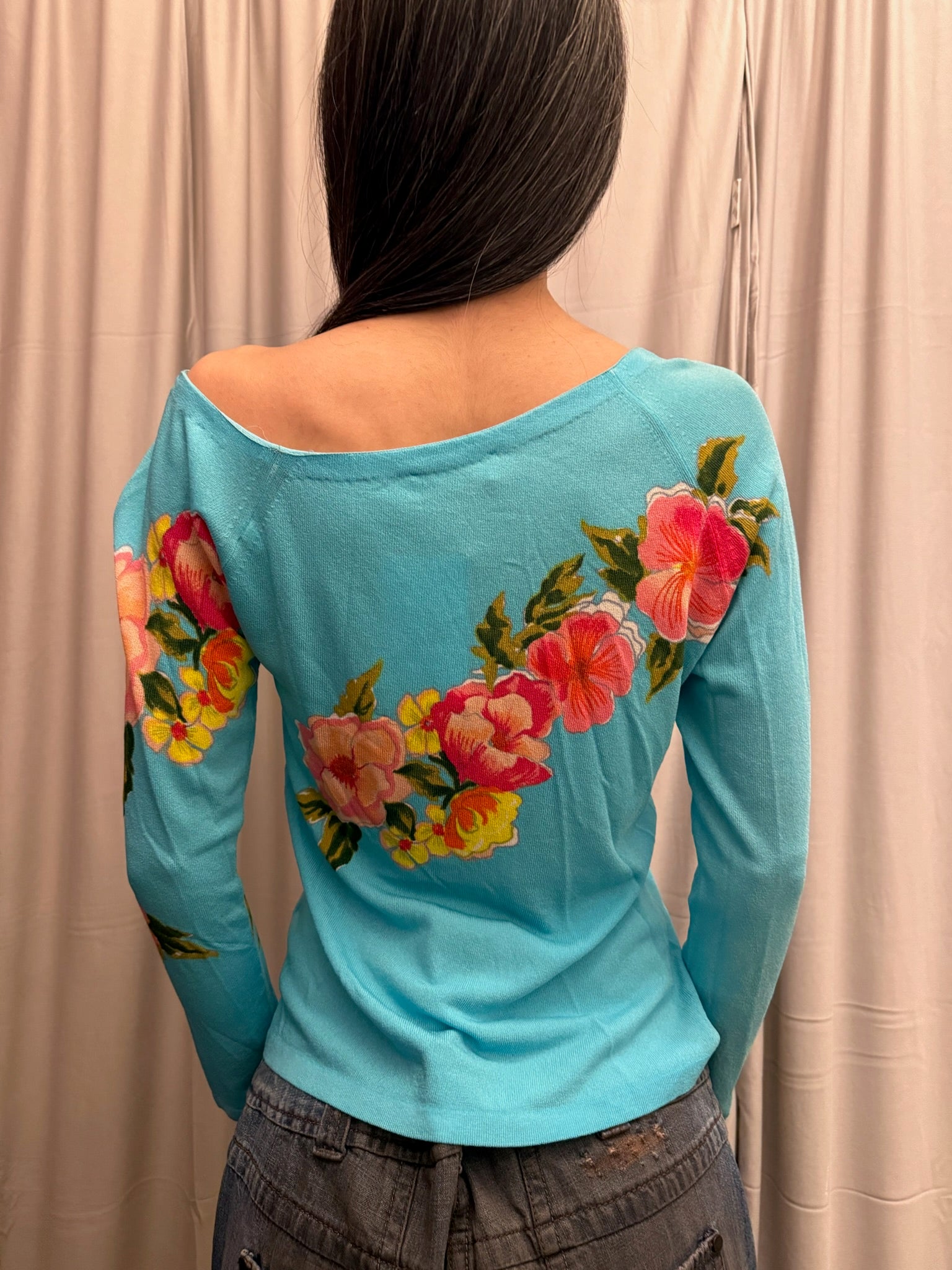 Blumarine Knit Asymetrical Neckline Top