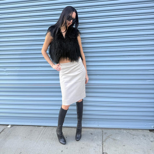 Stunning Genuine Mongolian Fur Cropped Vest