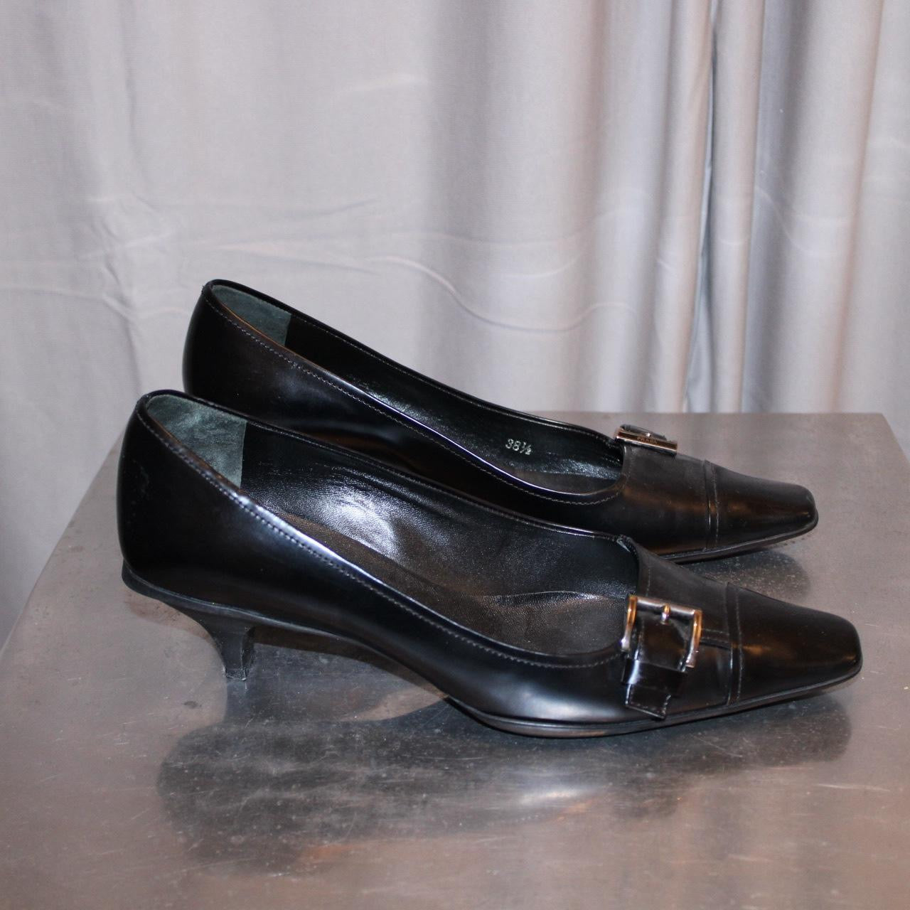 Prada Black Leather Kitten Heels