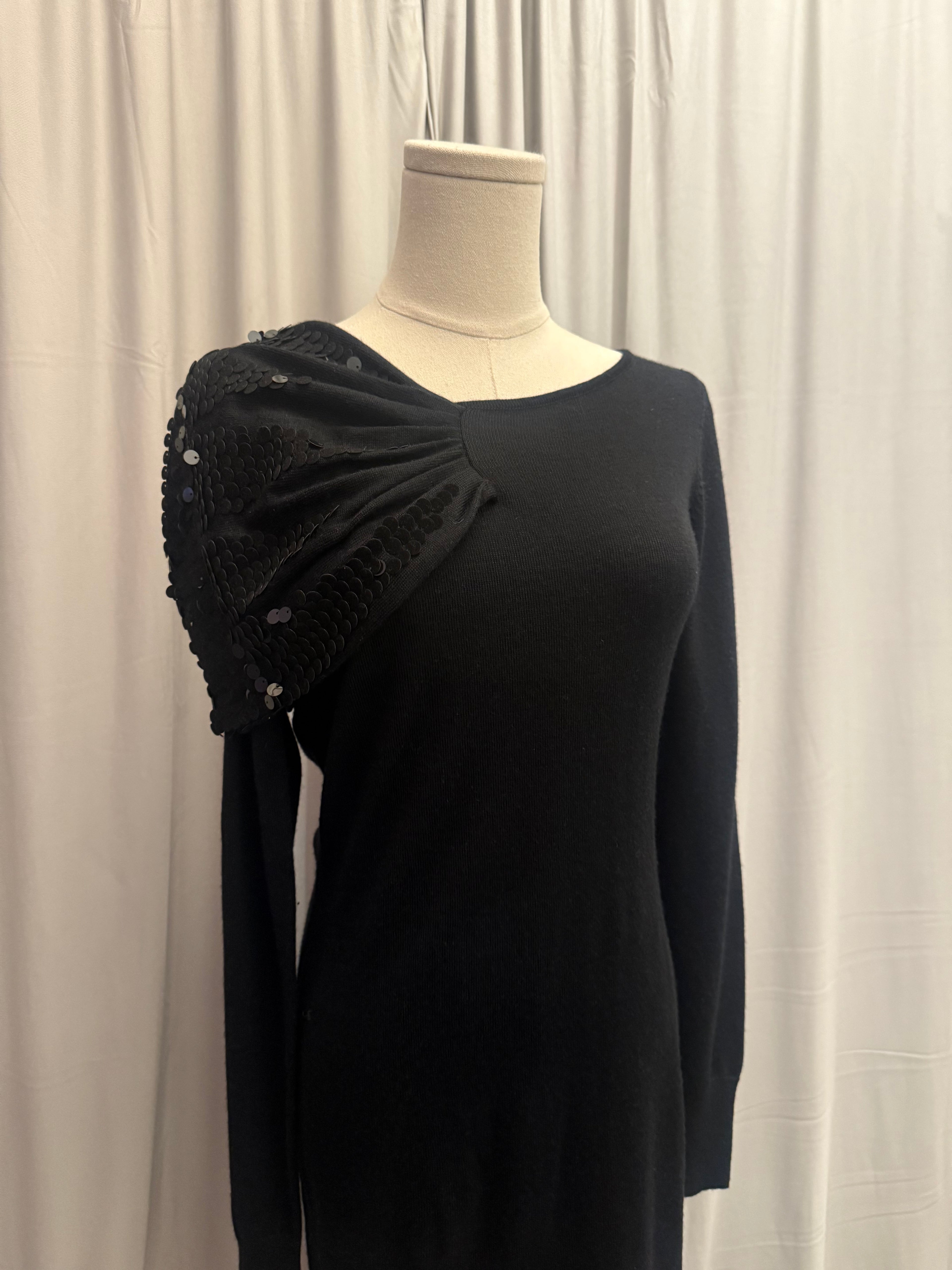 Armani Black Knit Sequin Dress