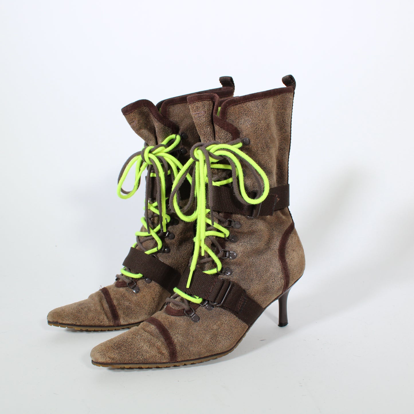 Diesel leather lace up booties