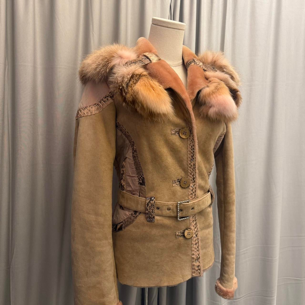 Mariella Ferrari Italian Vintage Fur Trimmed Leather Jacket