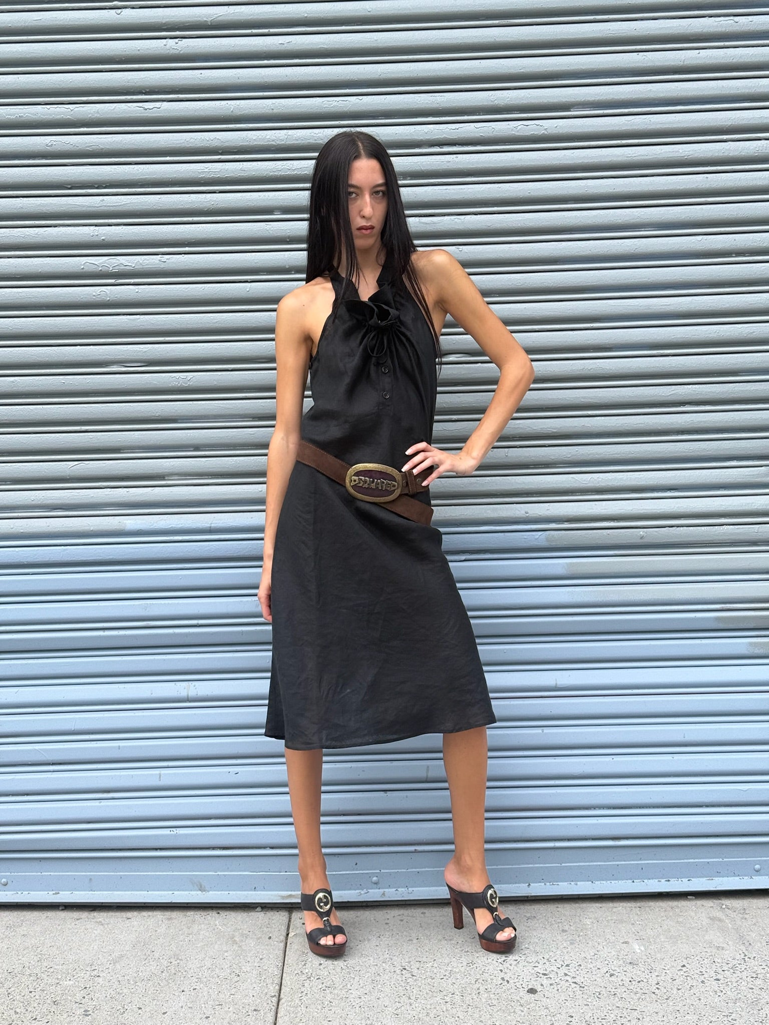 Armani Jeans Linen Black Dress