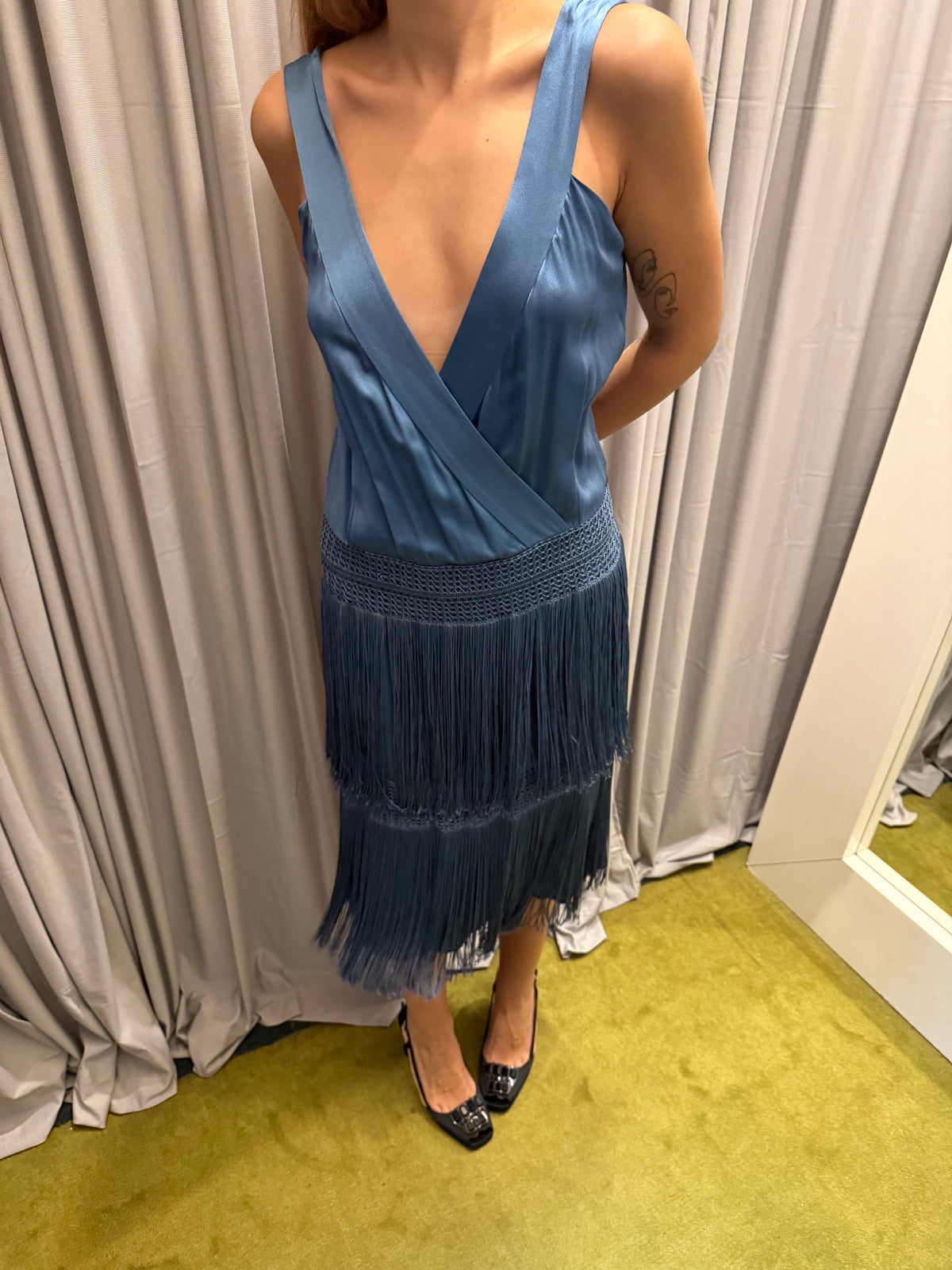 Alberta Ferretti Silk Fringe Dress
