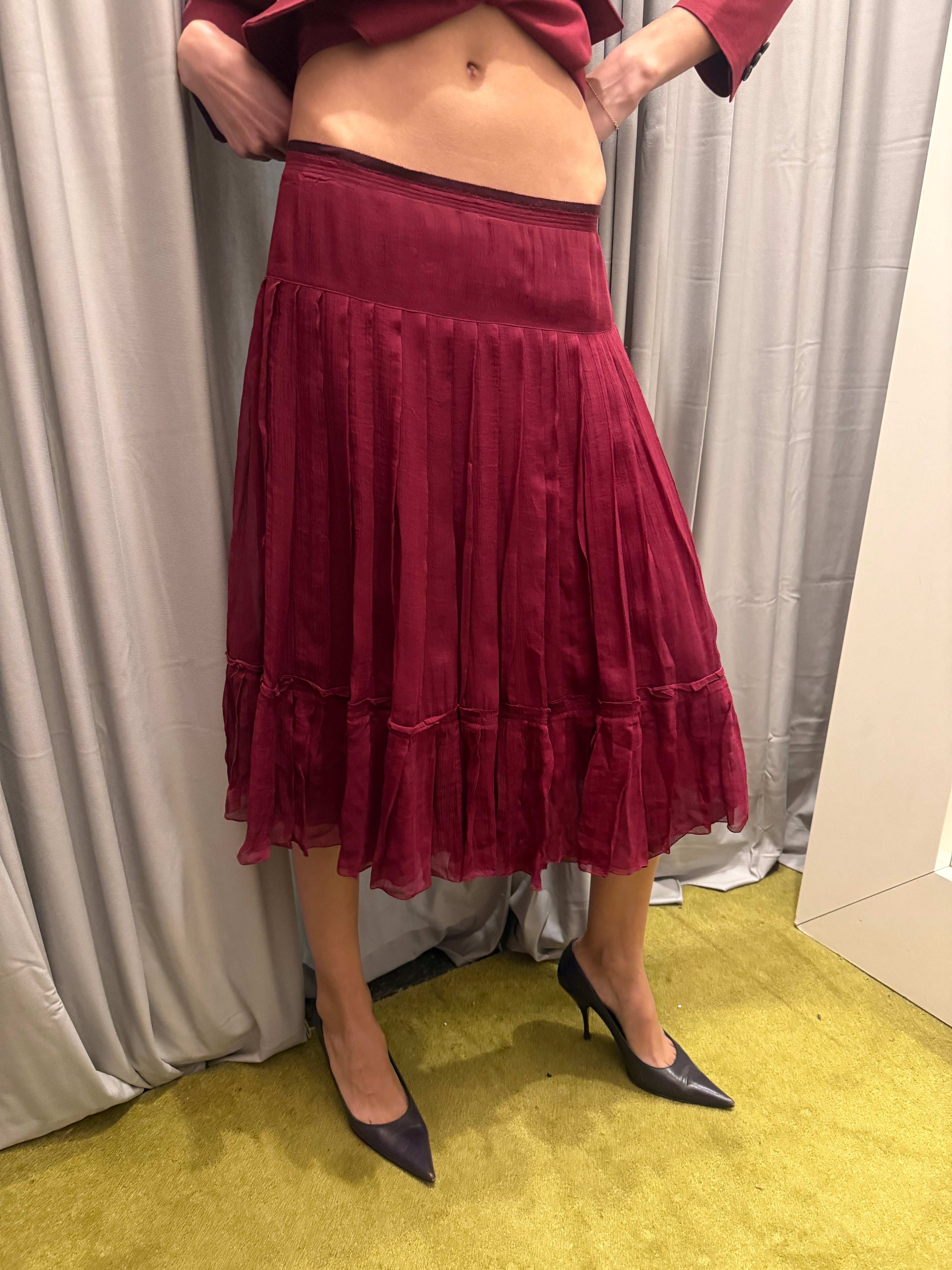 Prada Burgundy Silk Skirt
