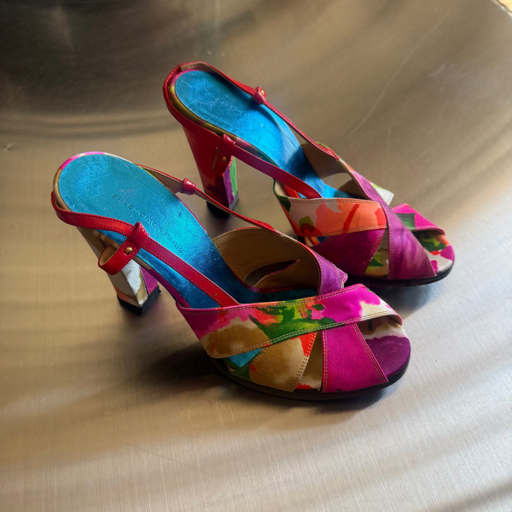 Balenciaga 2008 Floral Ponpon Heels