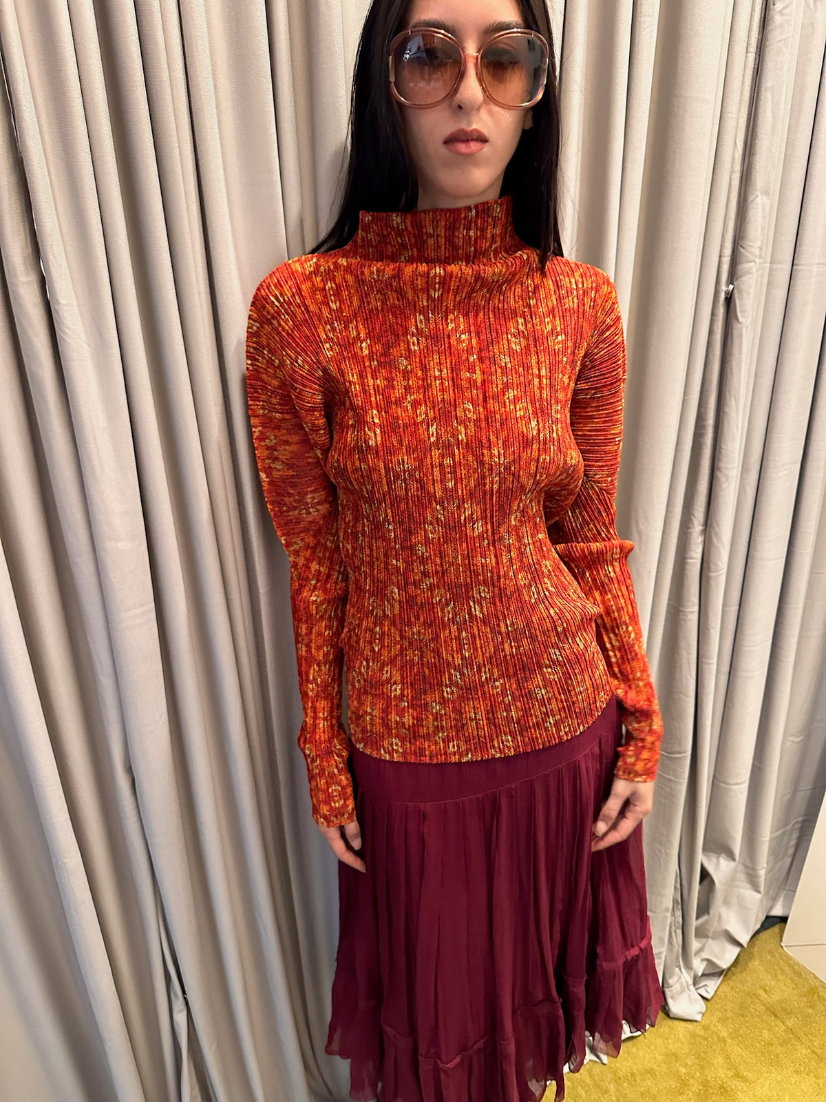 Issey Miyake Pleats Please Floral Top