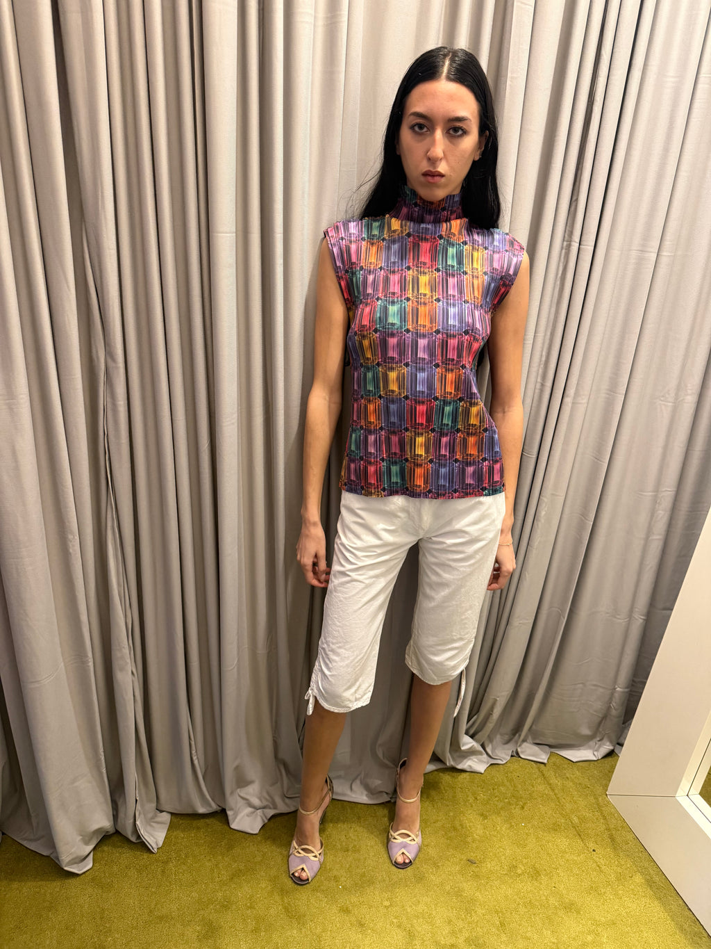 Issey Miyake Diamond Print Pleats Please Top