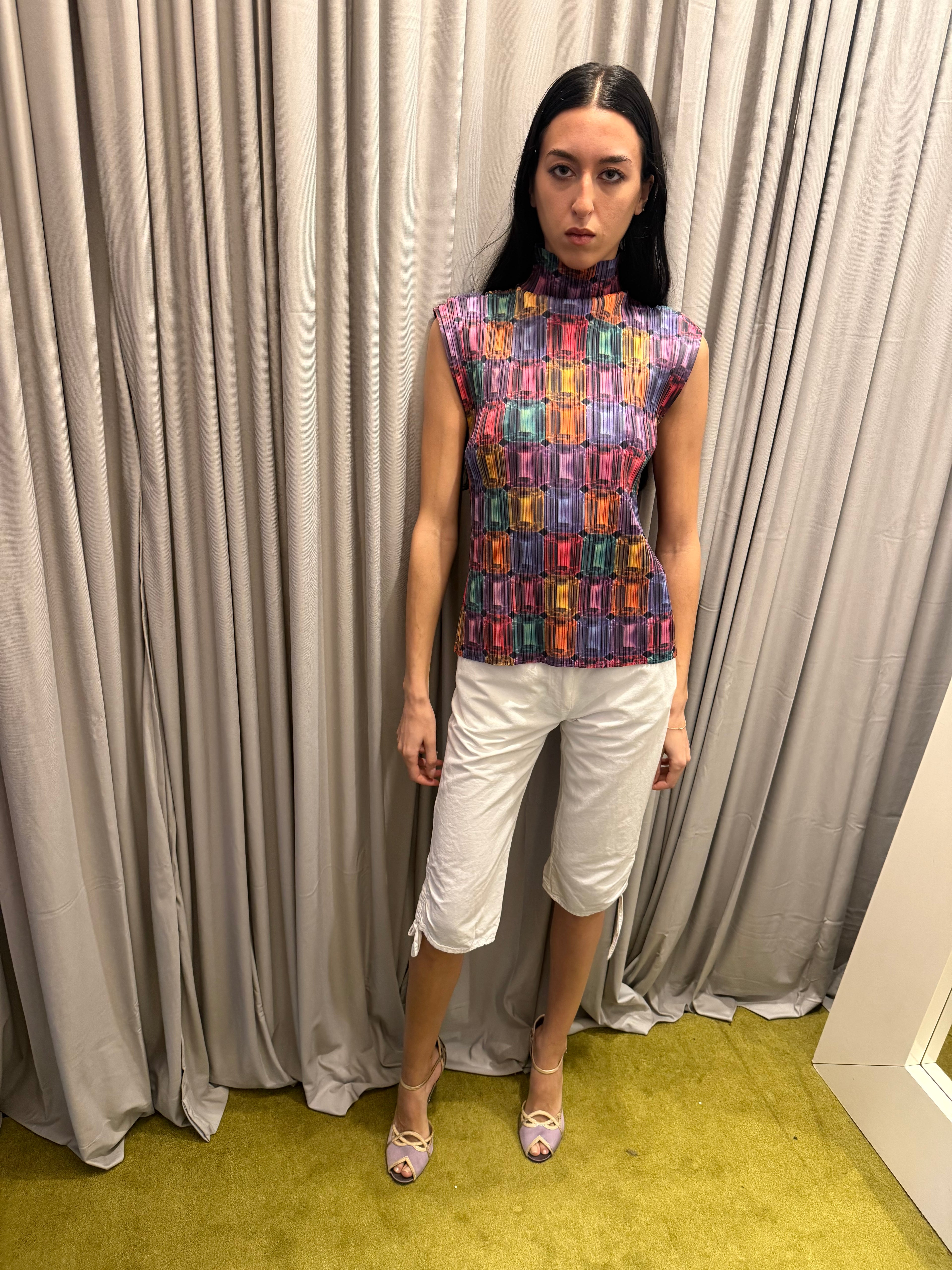 Issey Miyake Diamond Print Pleats Please Top