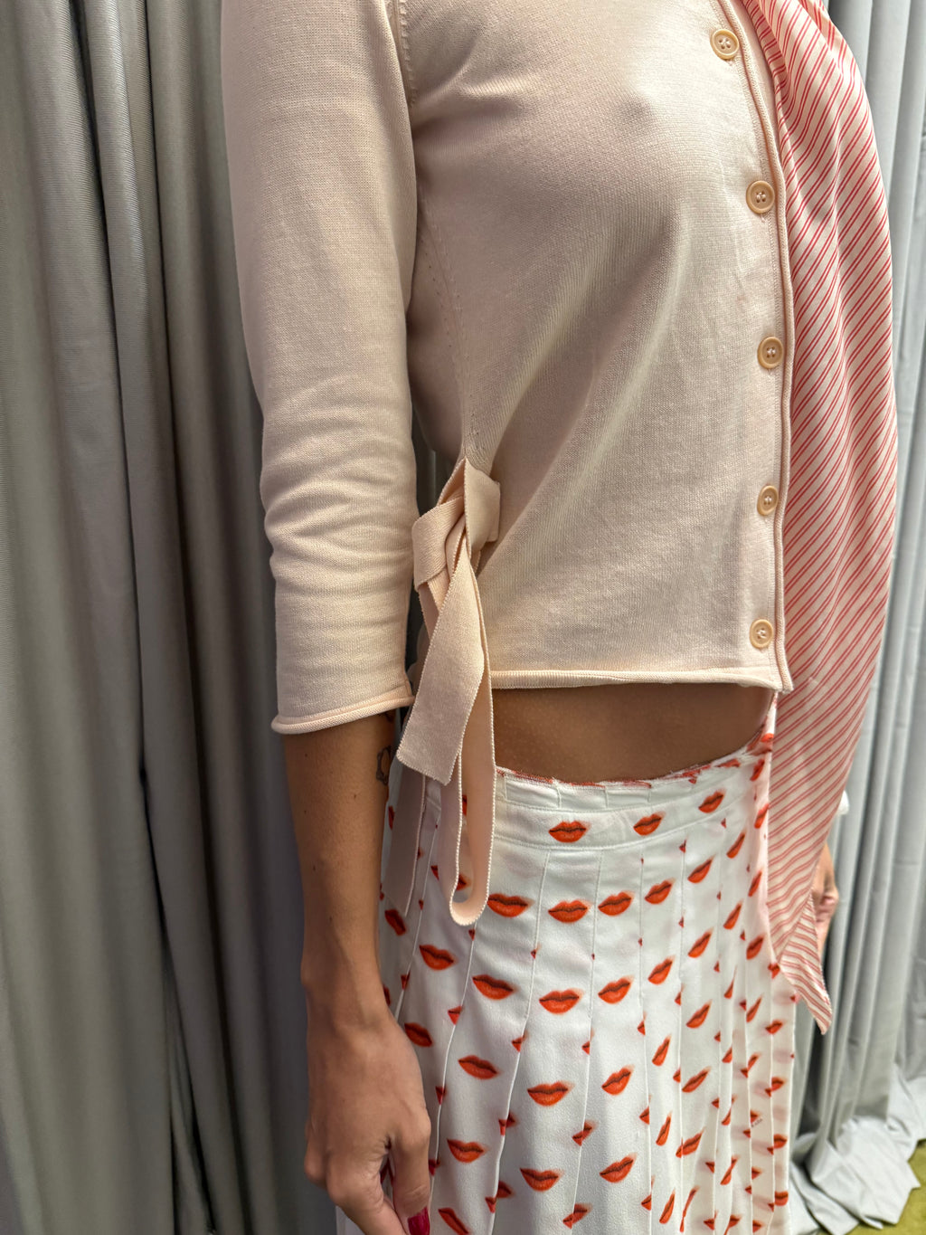 Bottega Veneta Pink Cardigan with Scarf