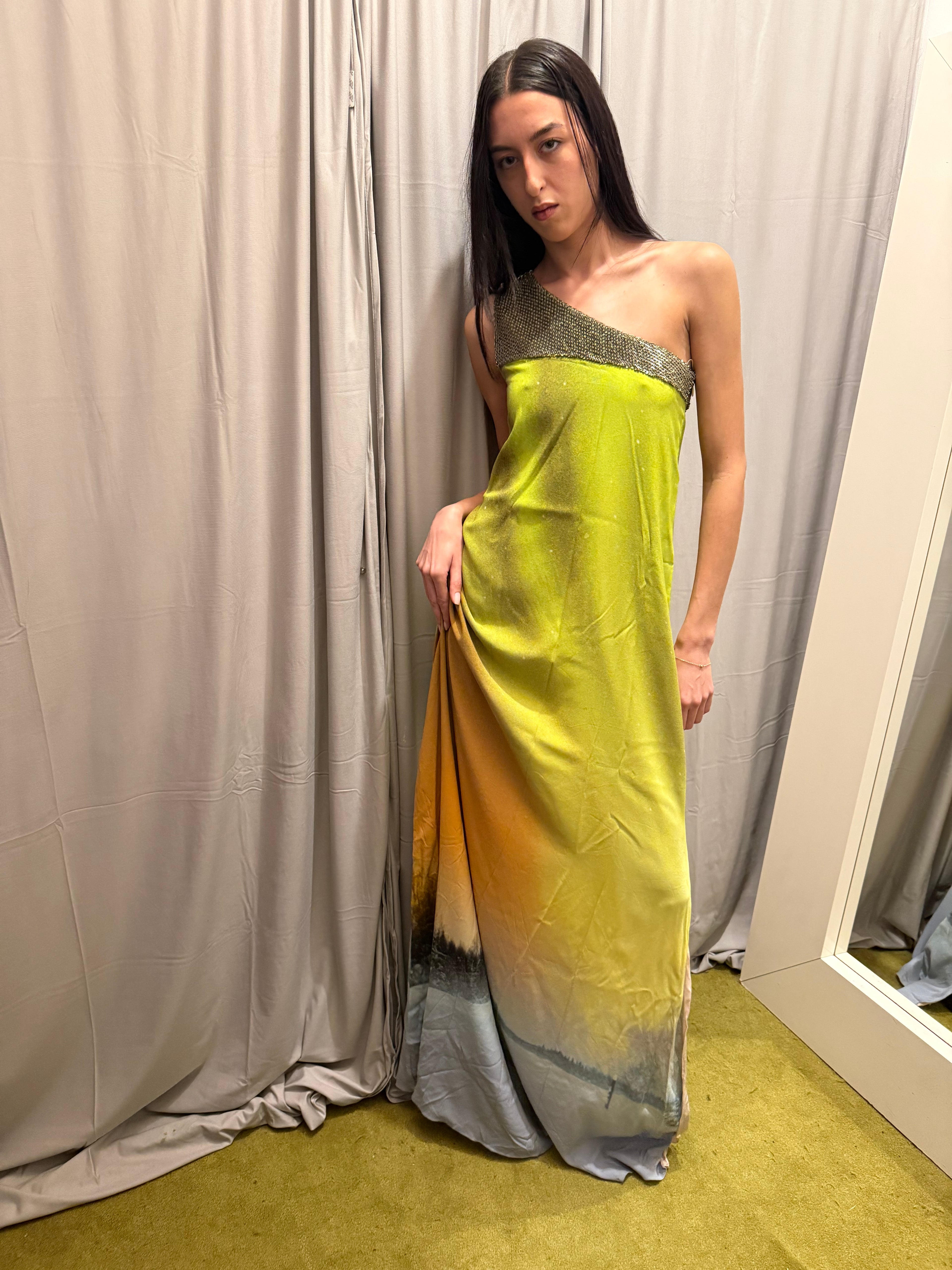 Matthew Williamson Maxi Silk One Shoulder Dress