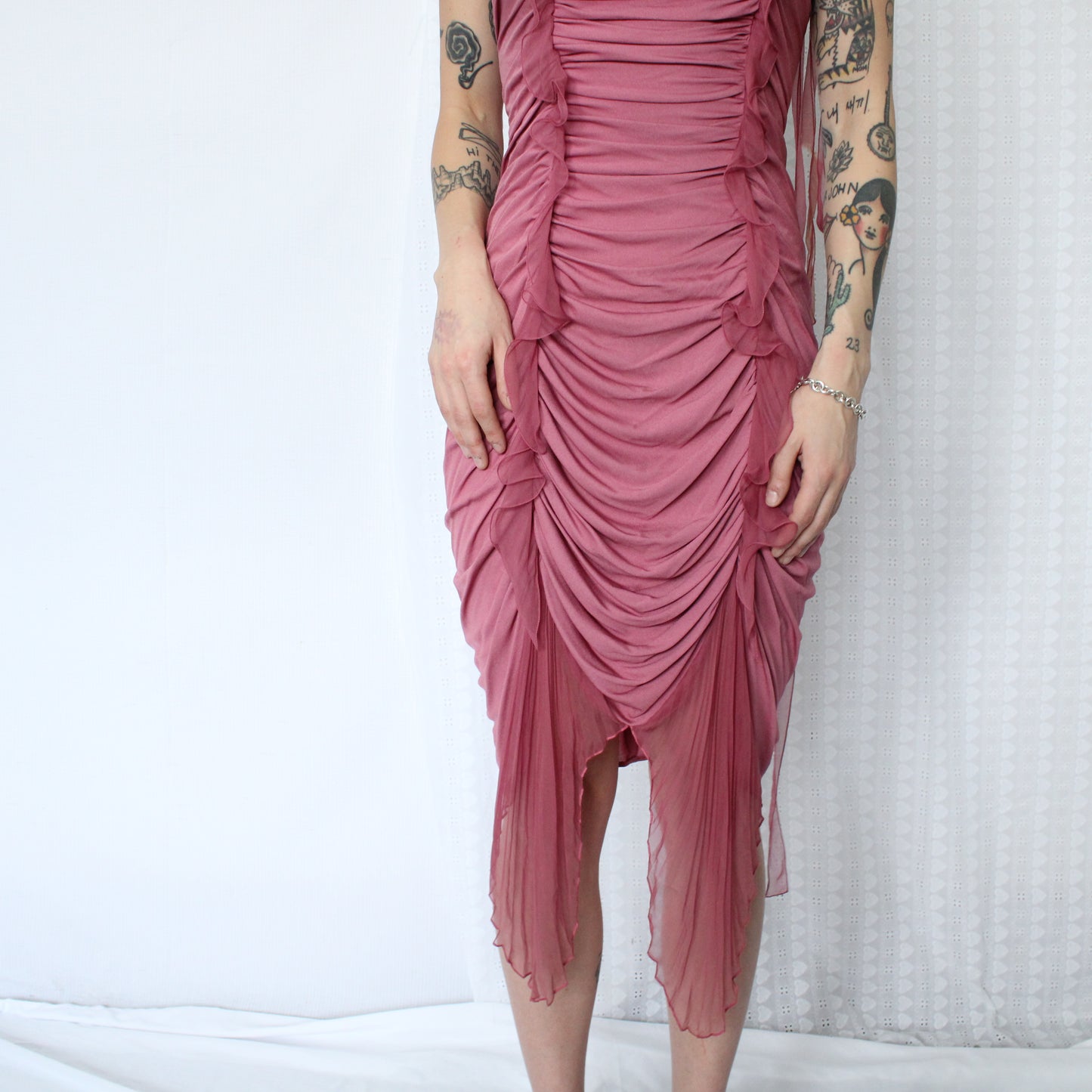 Emanuel Ungaro Silk Ruched Pink Dress