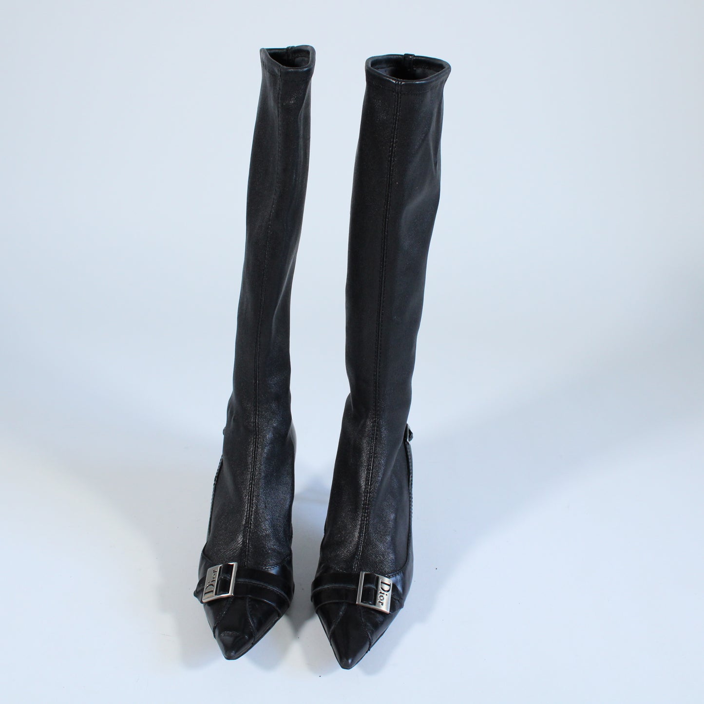 Vintage Galliano Era Dior Logo Leather Sock Boots