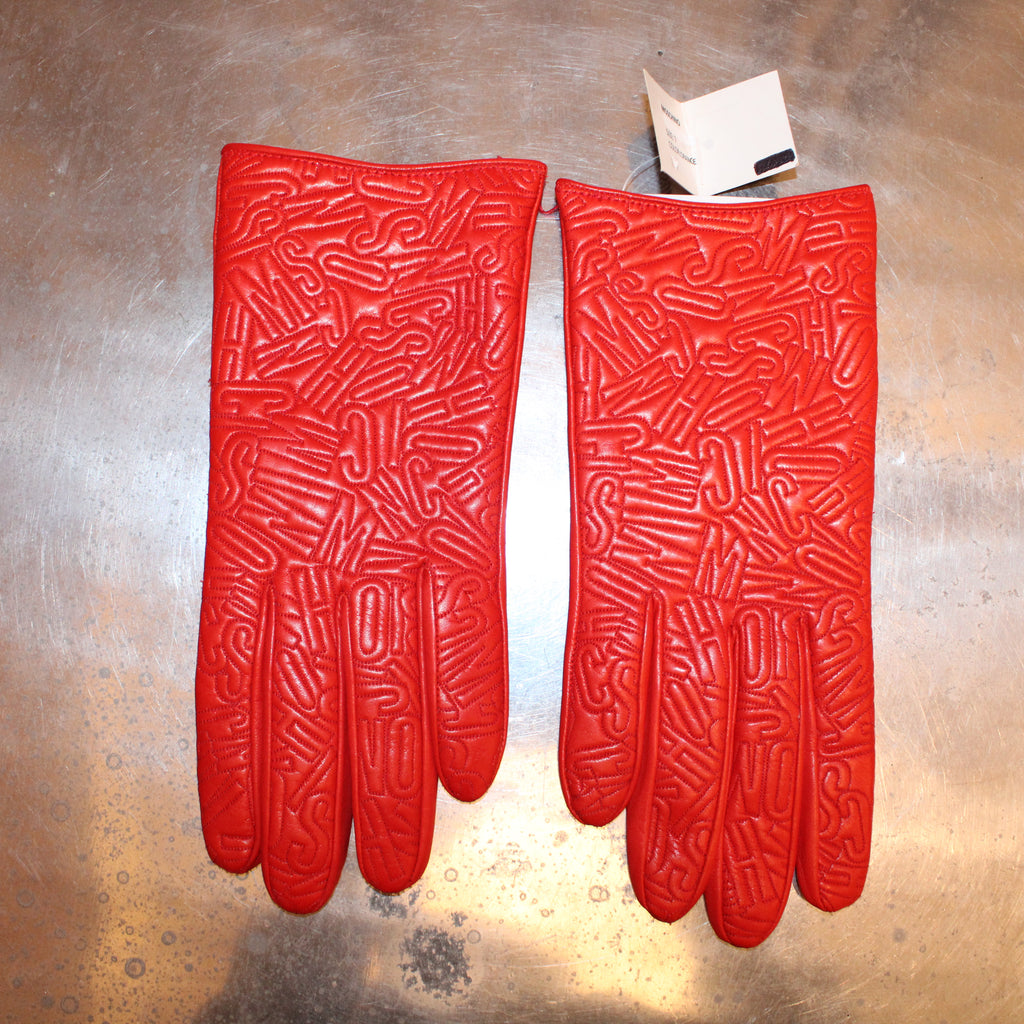 Moschino leather letter gloves