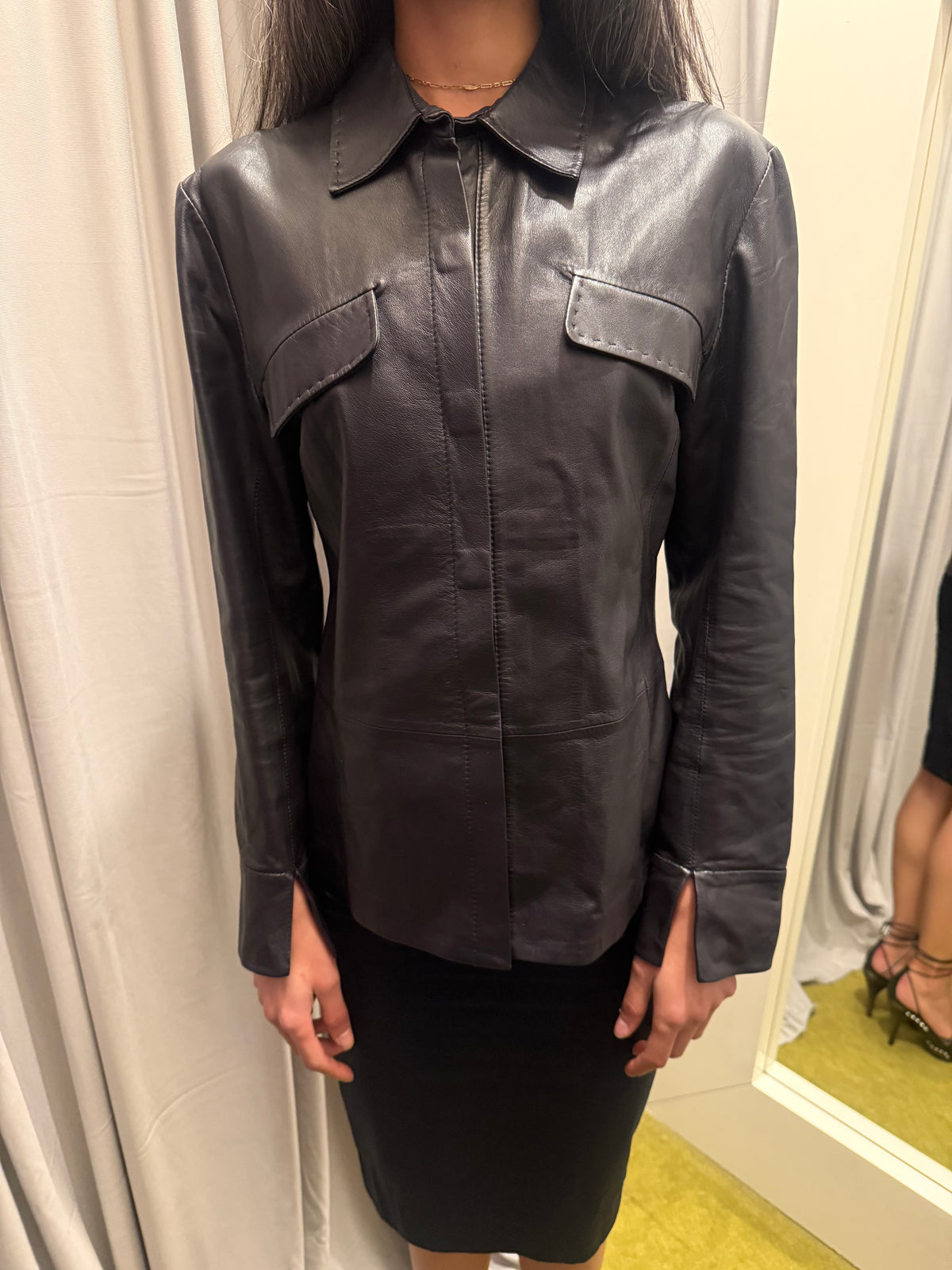 Dark Purple Fitted Leather Jacket