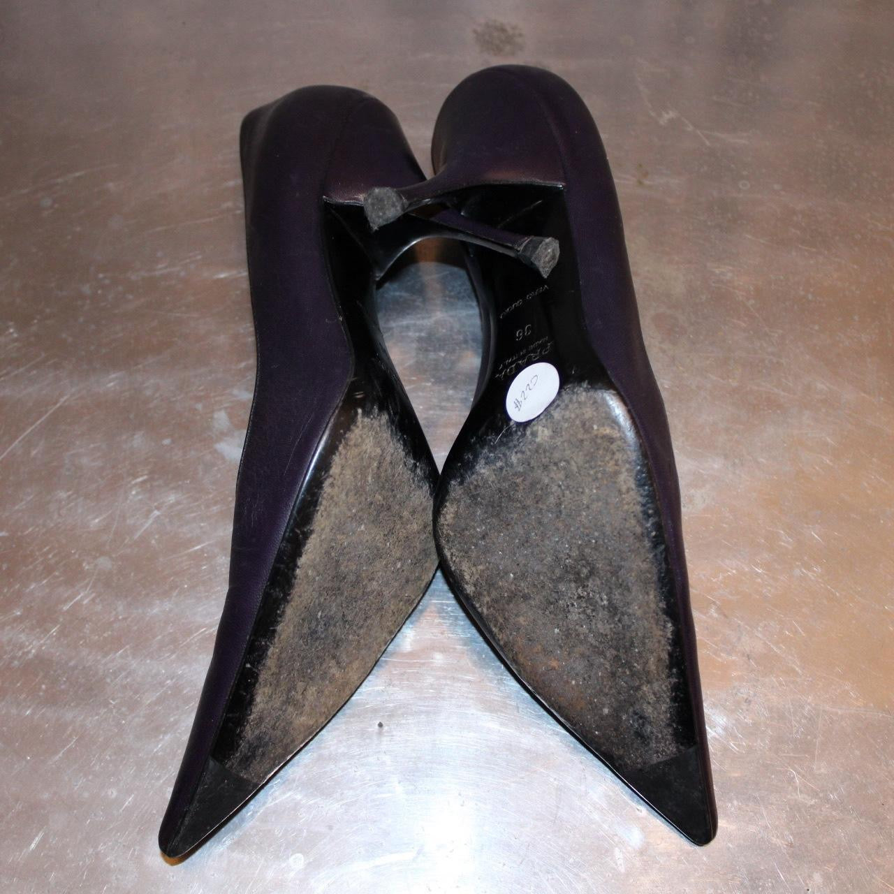 Prada Dark Purple Leather Heels