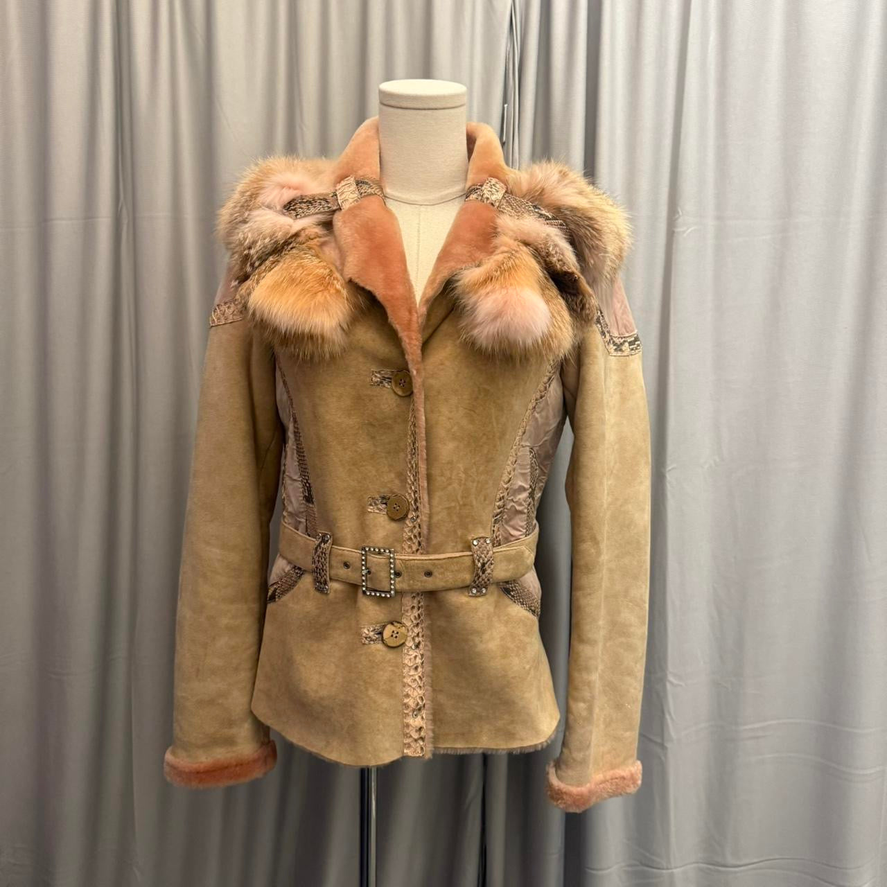 Mariella Ferrari Italian Vintage Fur Trimmed Leather Jacket