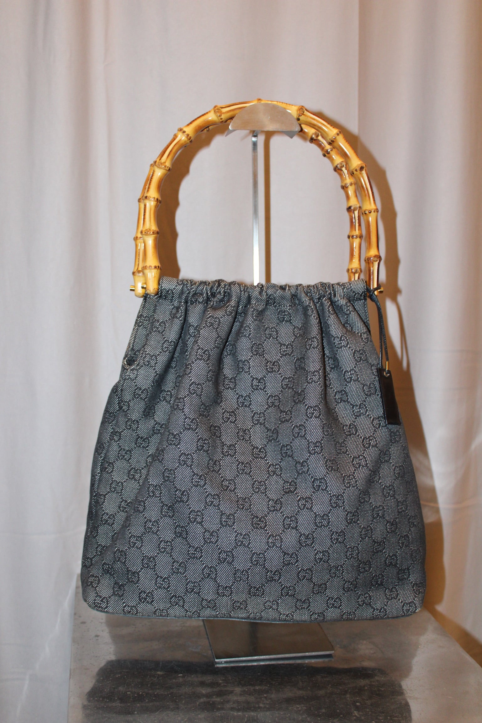 Gucci monogram bamboo handle bag