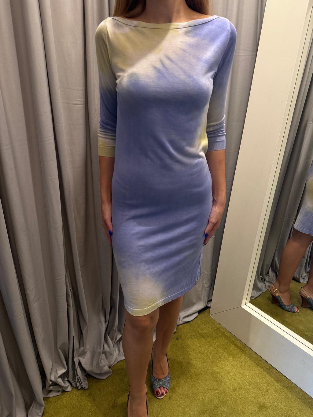 Blumarine Silk Blend Tie-Dye Knit Dress