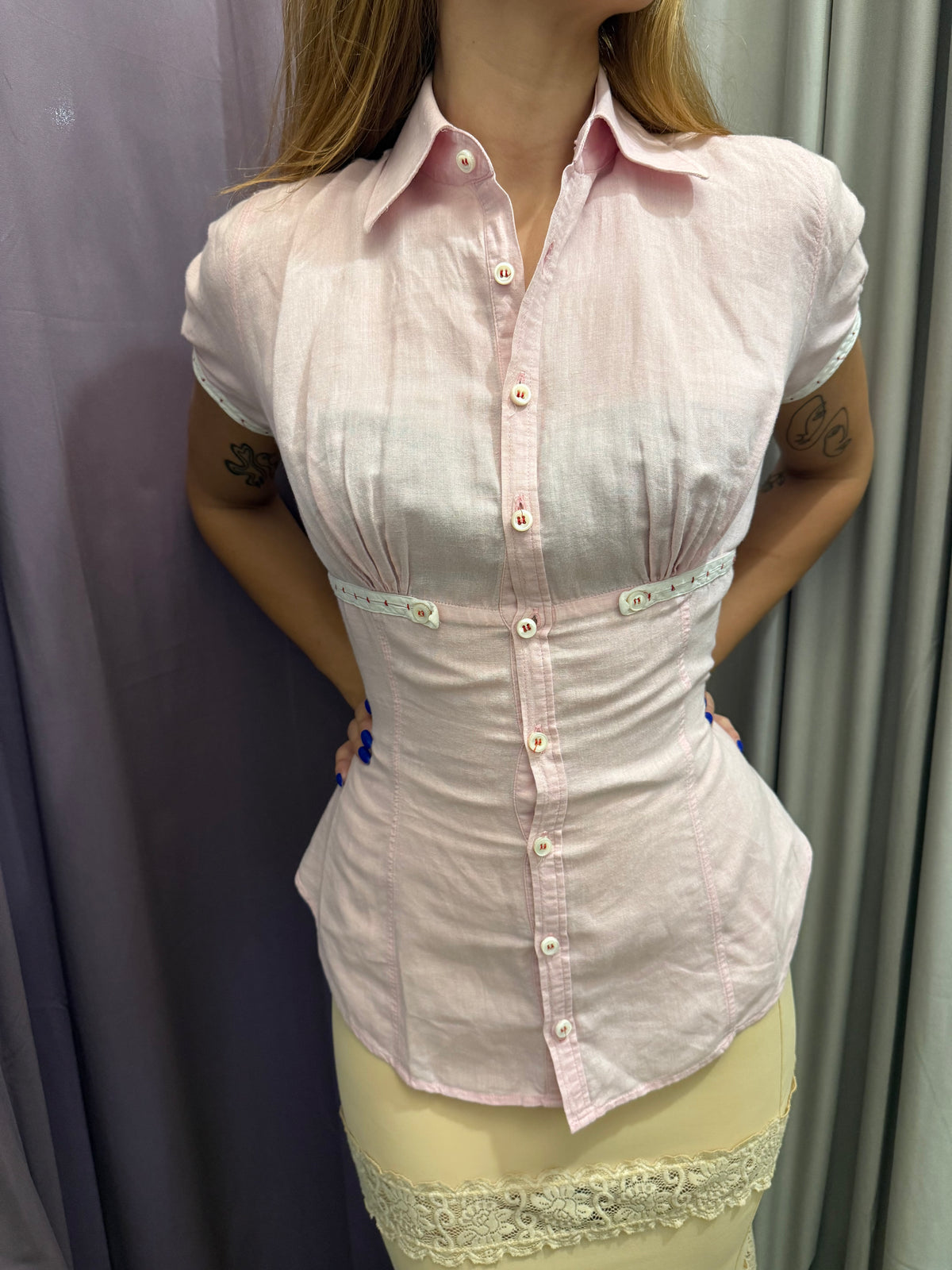 Dsquared Light Pink Button-Up Blouse