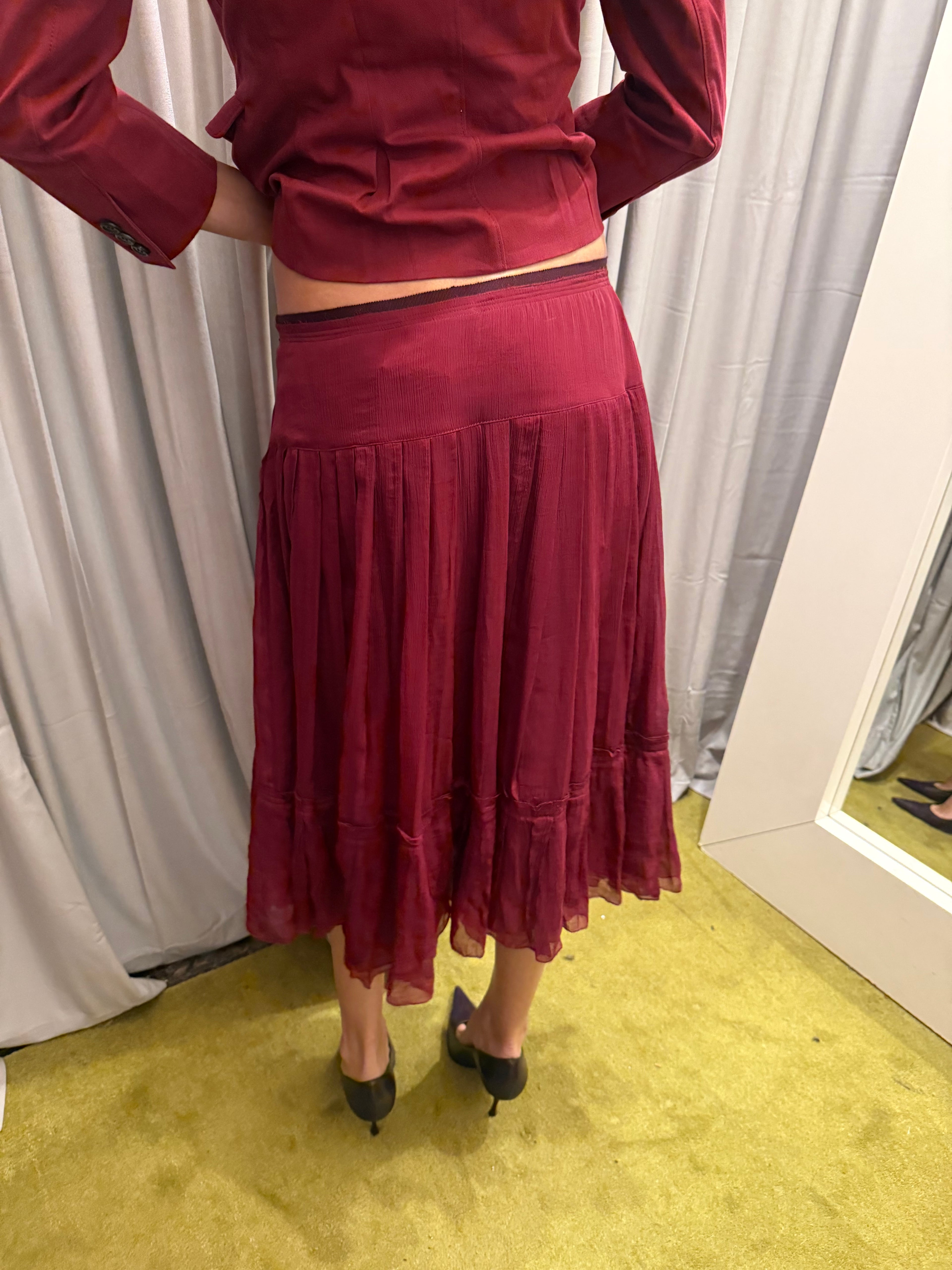 Prada Burgundy Silk Skirt