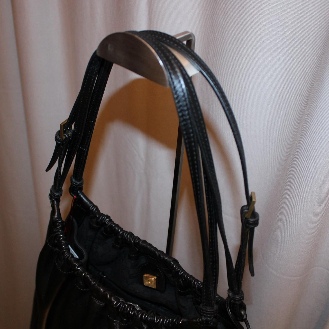 Vintage Gucci Black Leather Ruched Bag