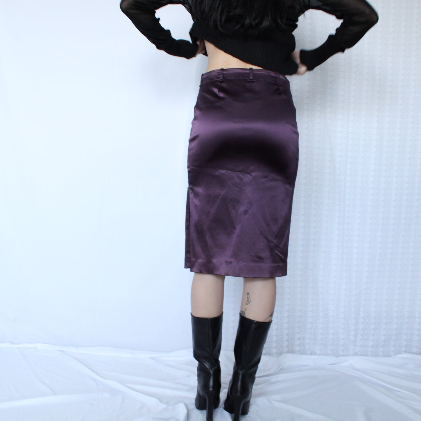 Herve Leger Purple Satin Skirt