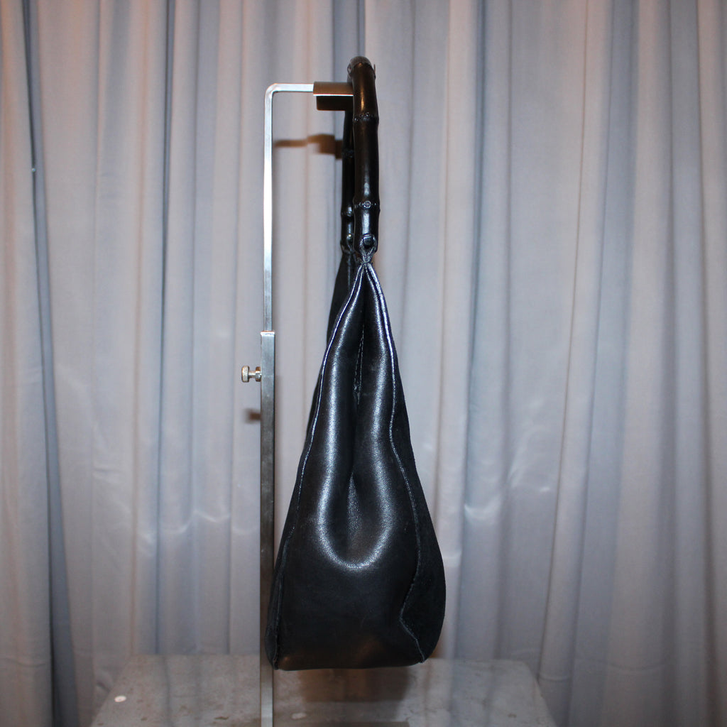 Vintage Gucci Suede Bamboo Handle Bag