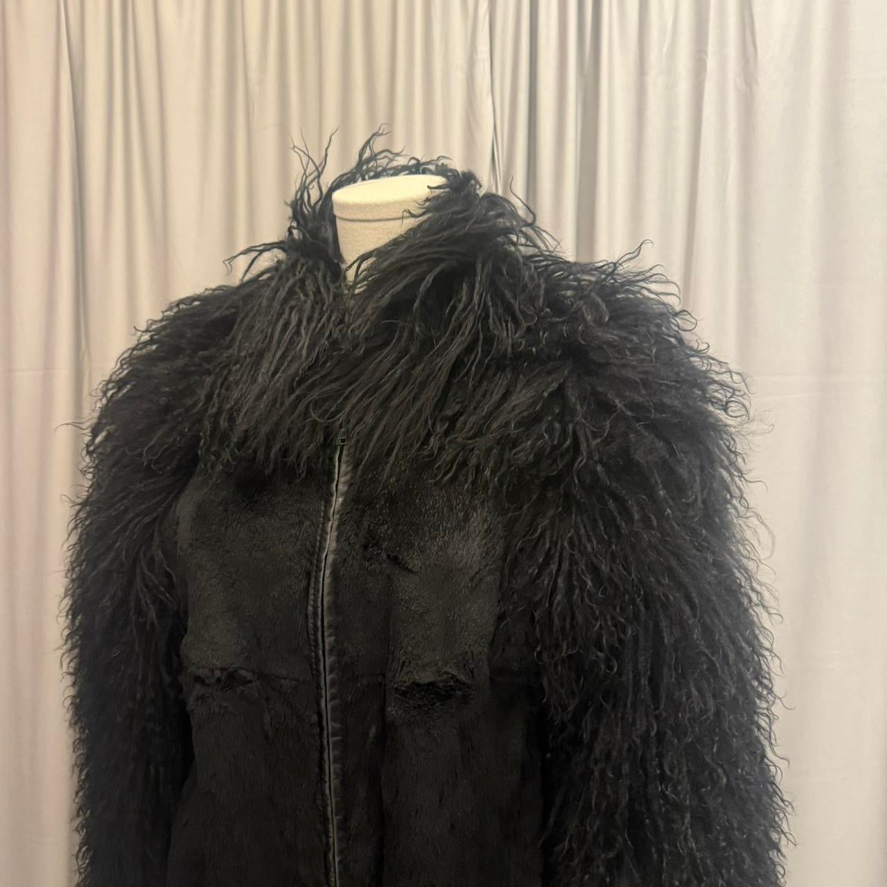 Vintage  Black Mongolian Fur Coat