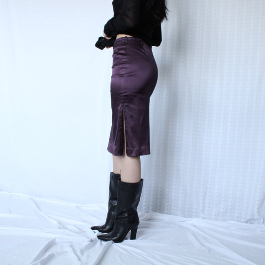 Herve Leger Purple Satin Skirt