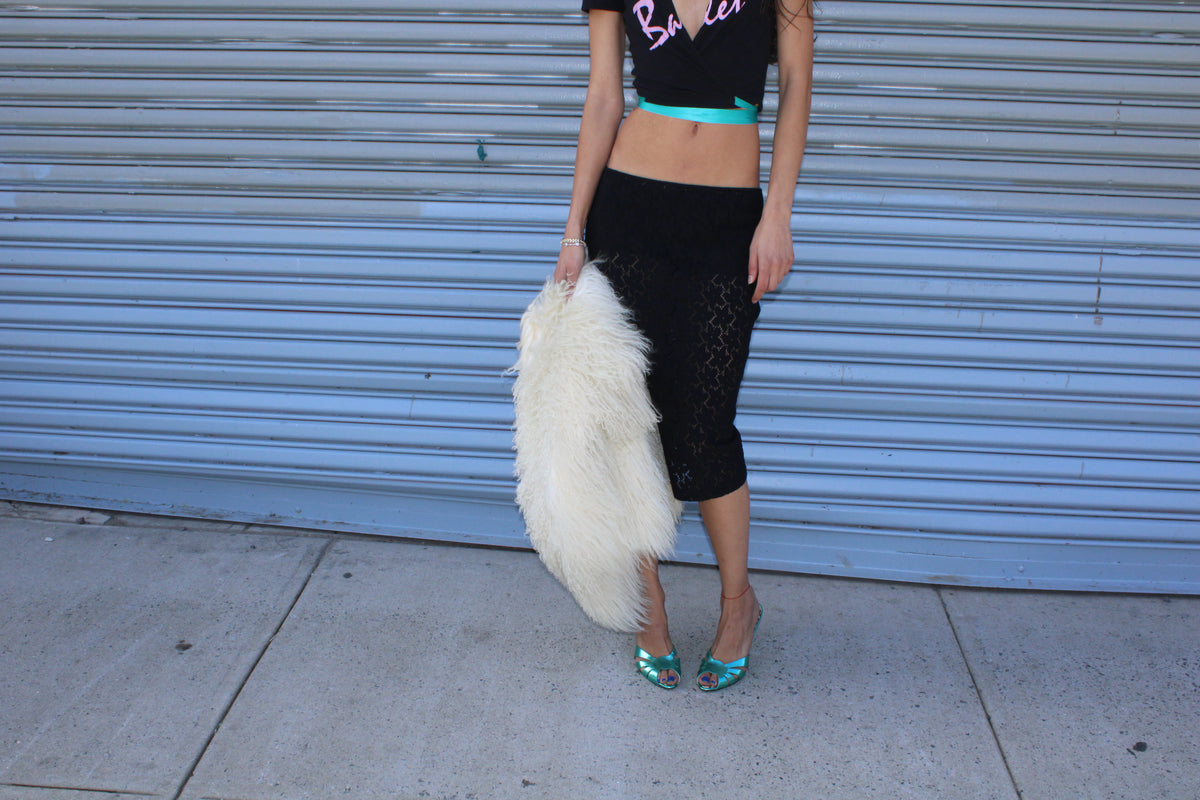 90s Dolce & Gabbana Black Floral Lace Skirt