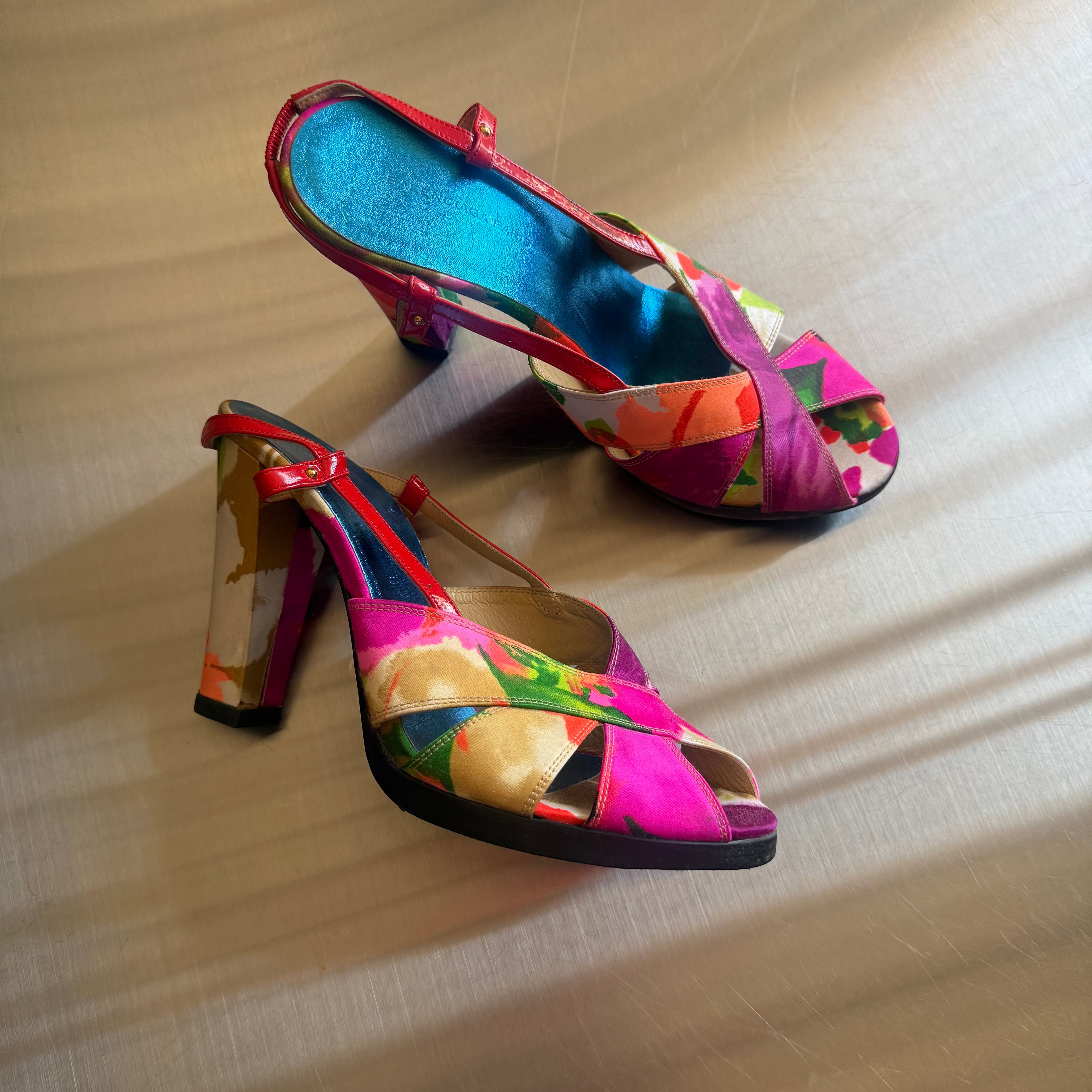 Balenciaga 2008 Floral Ponpon Heels