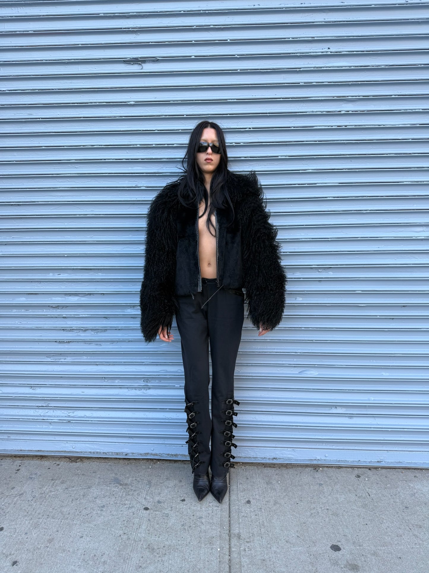 Vintage  Black Mongolian Fur Coat