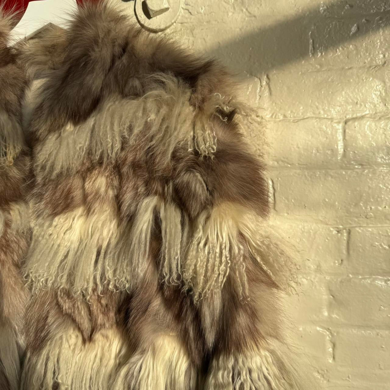 Mongolian lamb and real fox fur coat