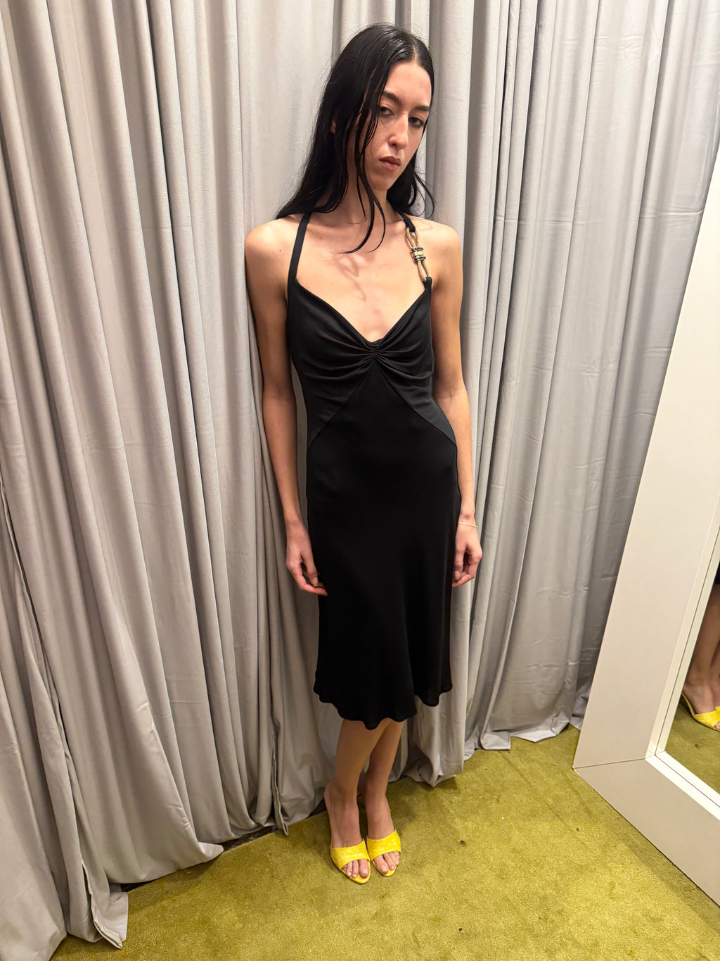 Versace Halterneck Gold Buckle Dress