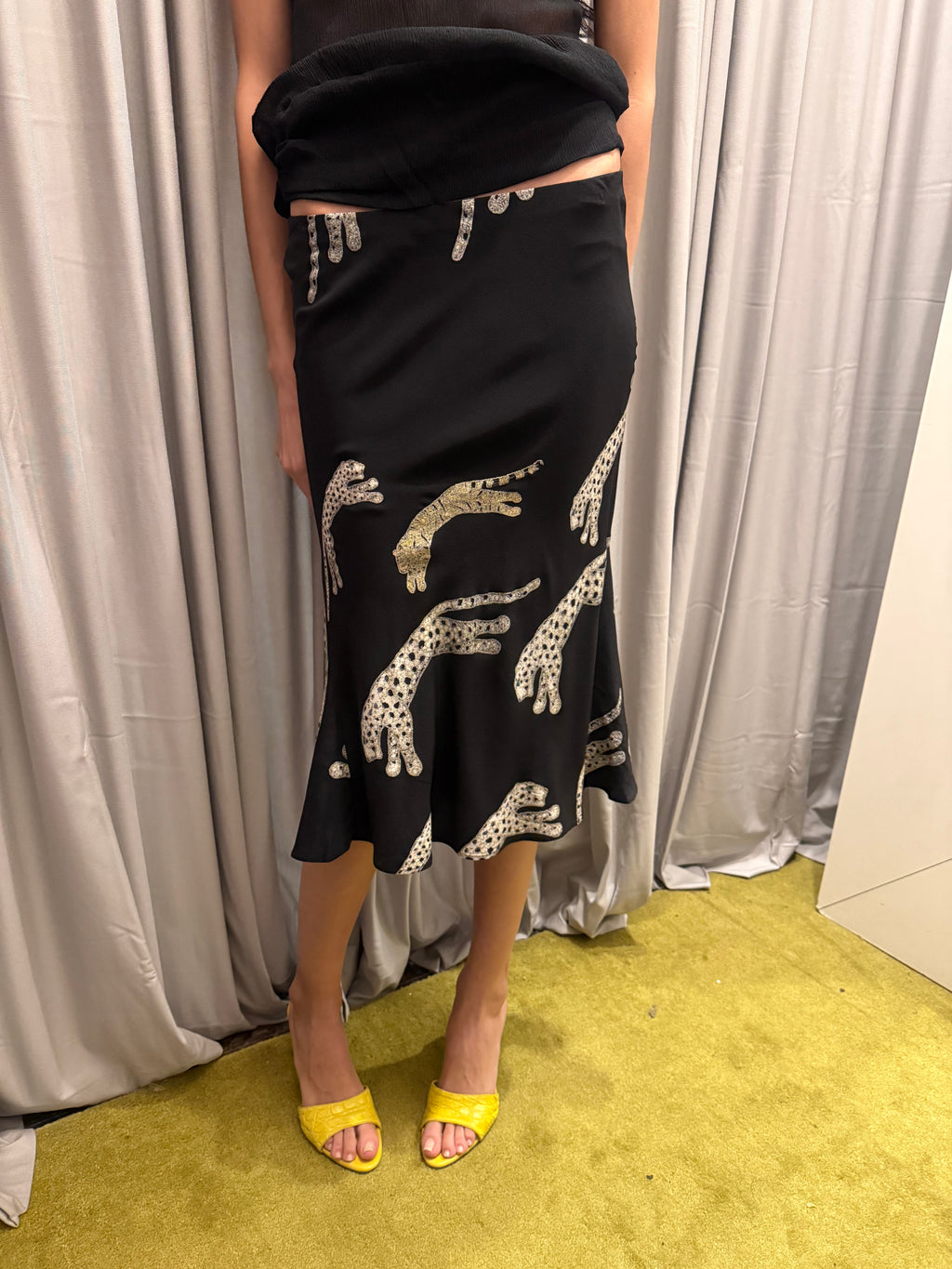 Roberto Cavalli Silk FW 2002 Jaguar Print Skirt