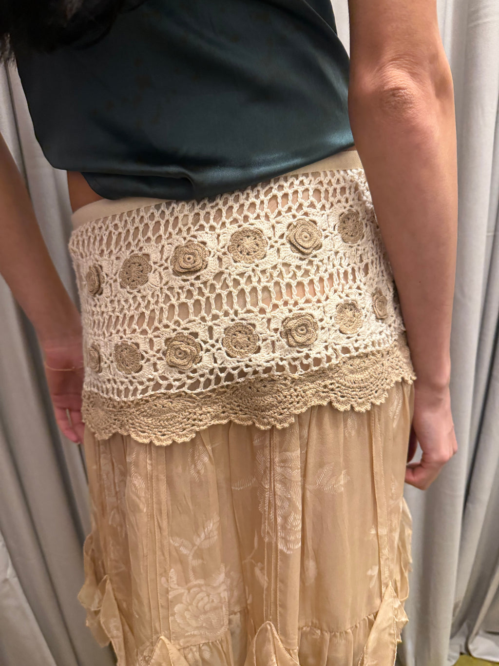 Blumarine Crochet and Silk Skirt