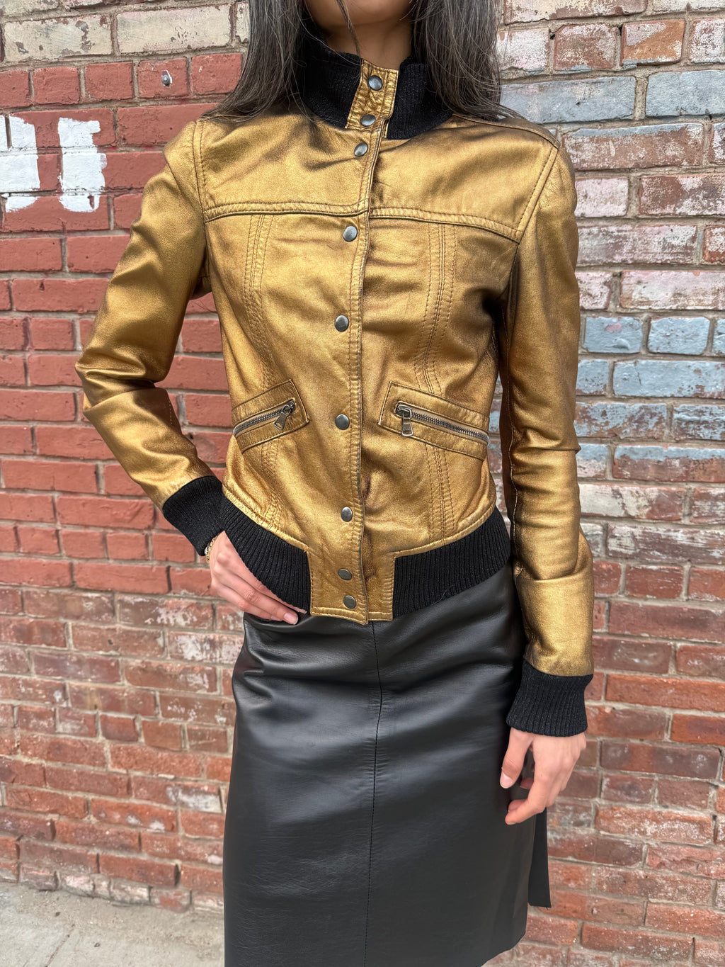 D&G Bronze Leather Jacket