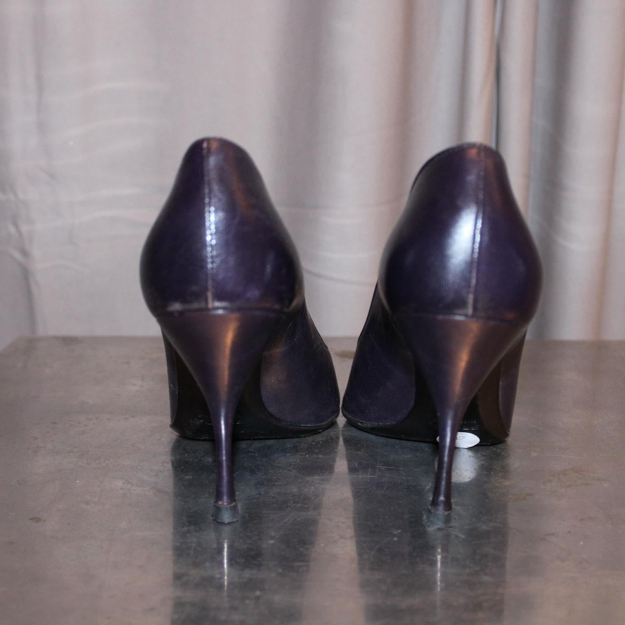 Prada Dark Purple Leather Heels