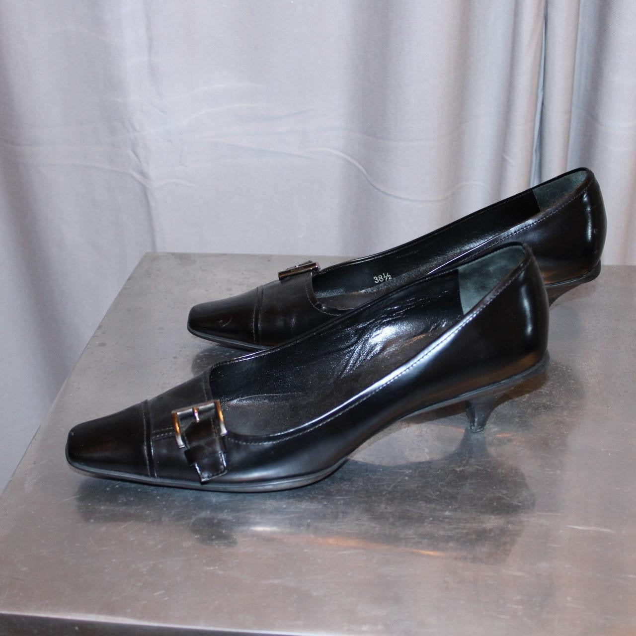 Prada Black Leather Kitten Heels