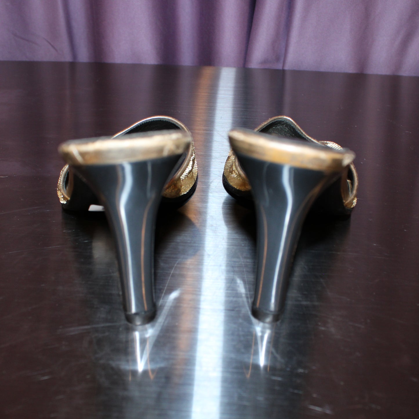 Vintage Gucci Gold Monogram Heels