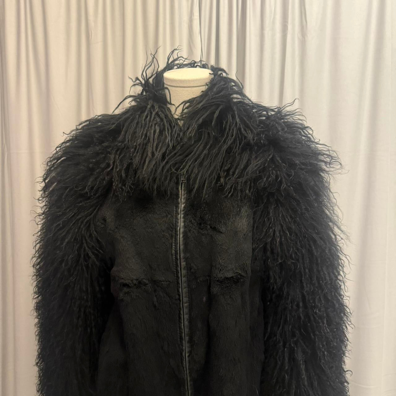 Vintage  Black Mongolian Fur Coat
