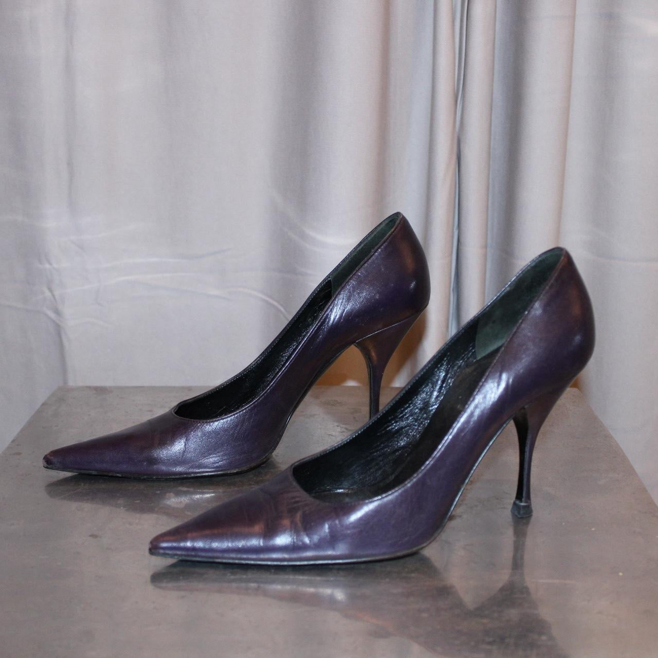 Prada Dark Purple Leather Heels