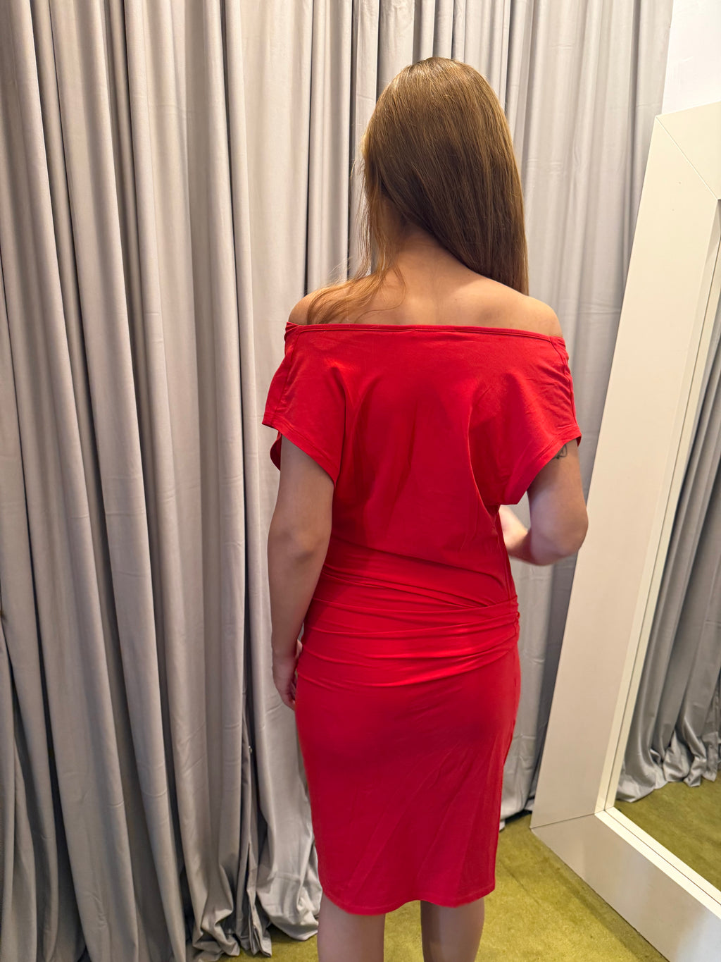 Stefanel Red Off the Shoulder Bodycon Dress