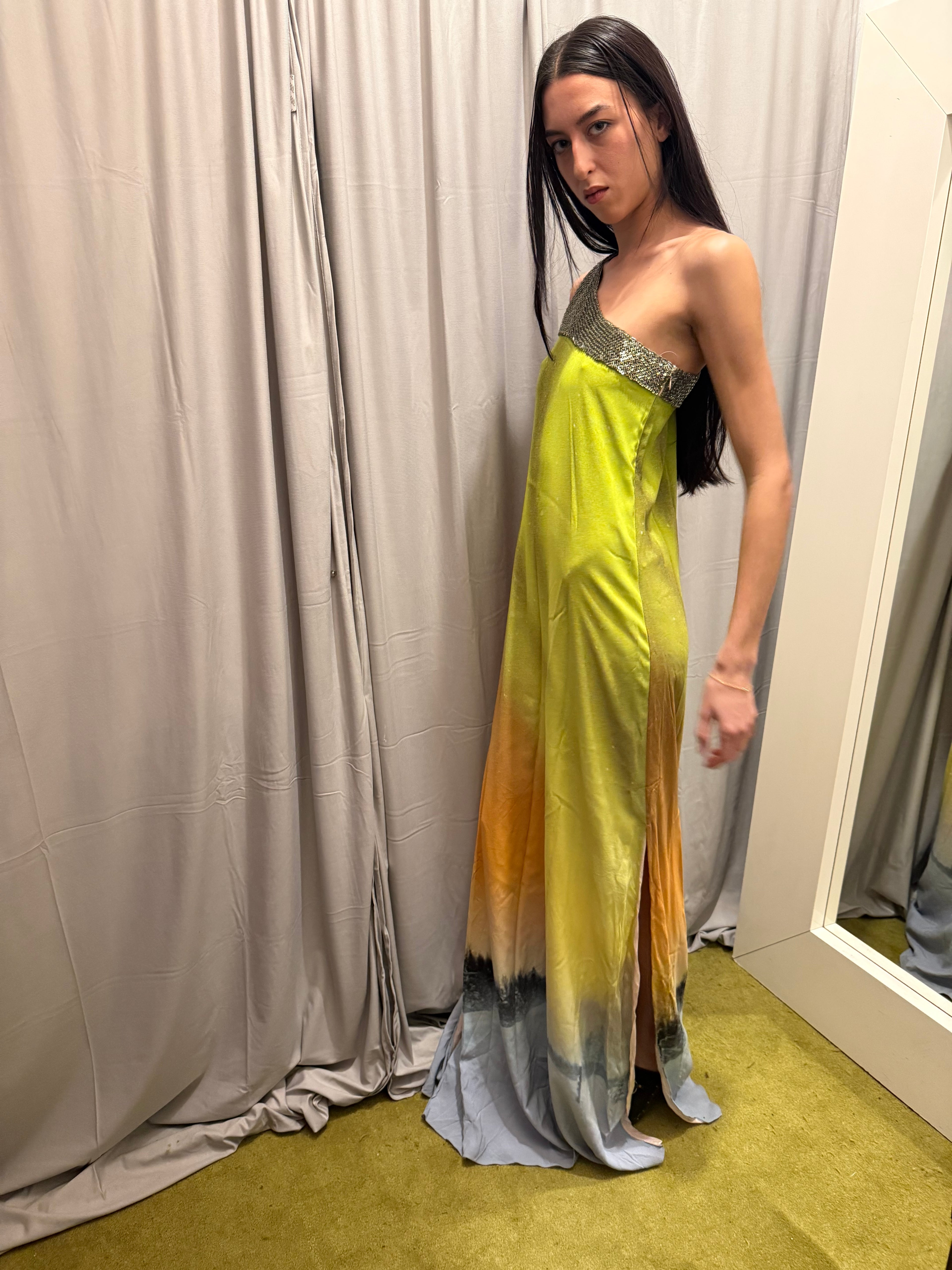 Matthew Williamson Maxi Silk One Shoulder Dress
