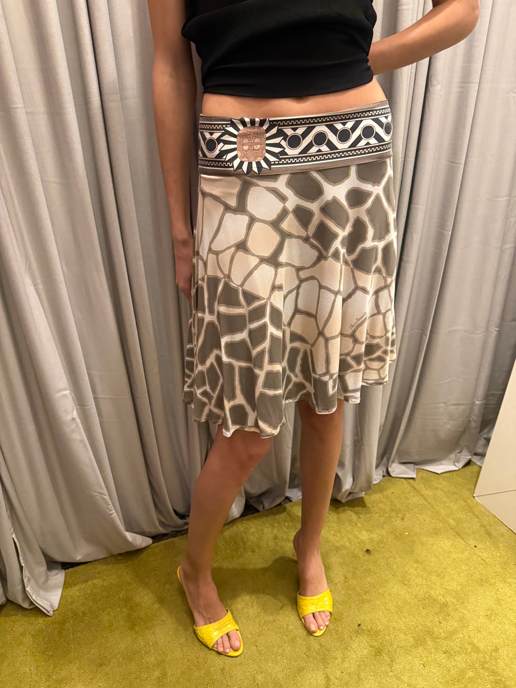Class Cavalli Viscose Silk Skirt