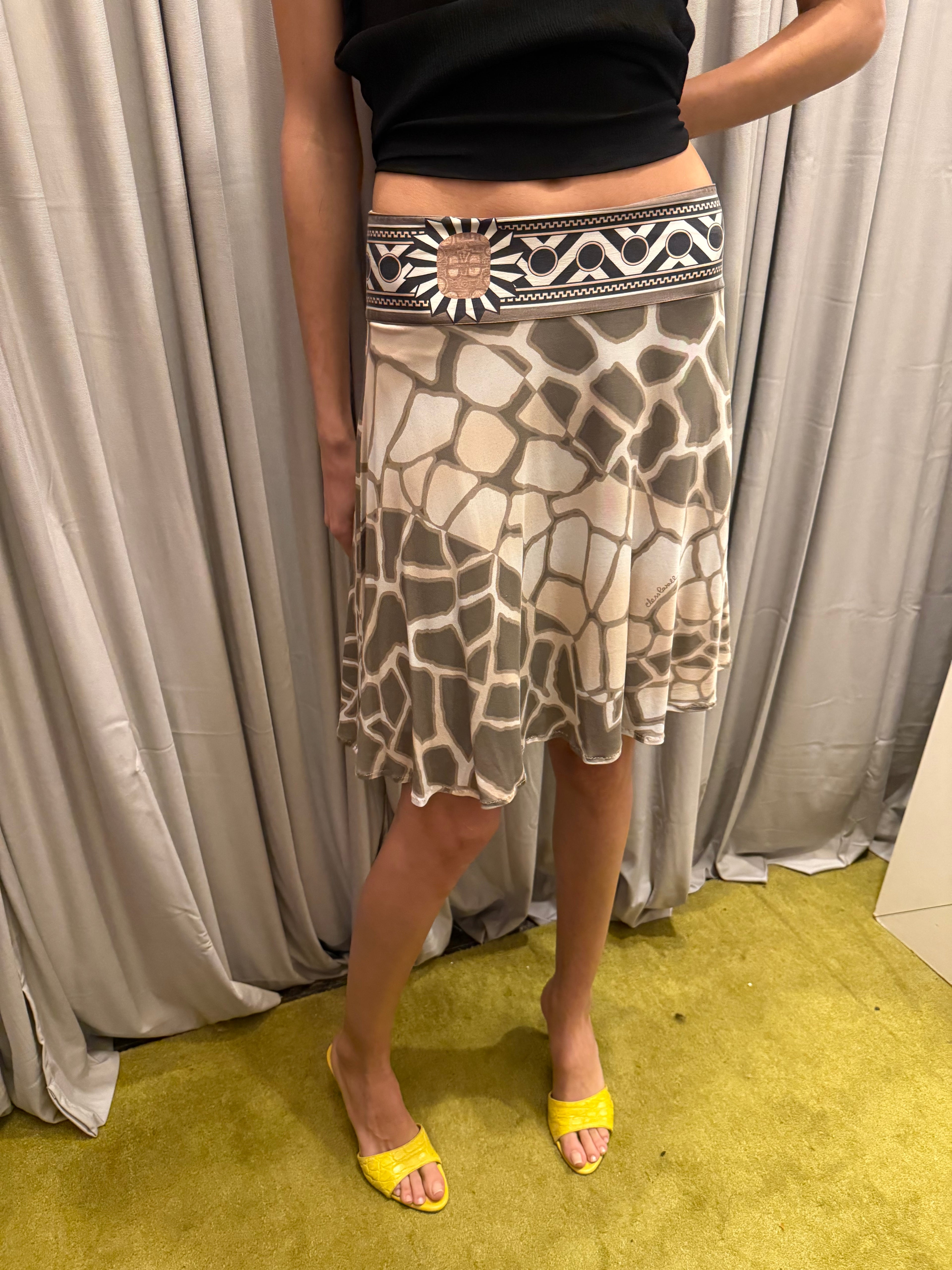 Class Cavalli Viscose Silk Skirt