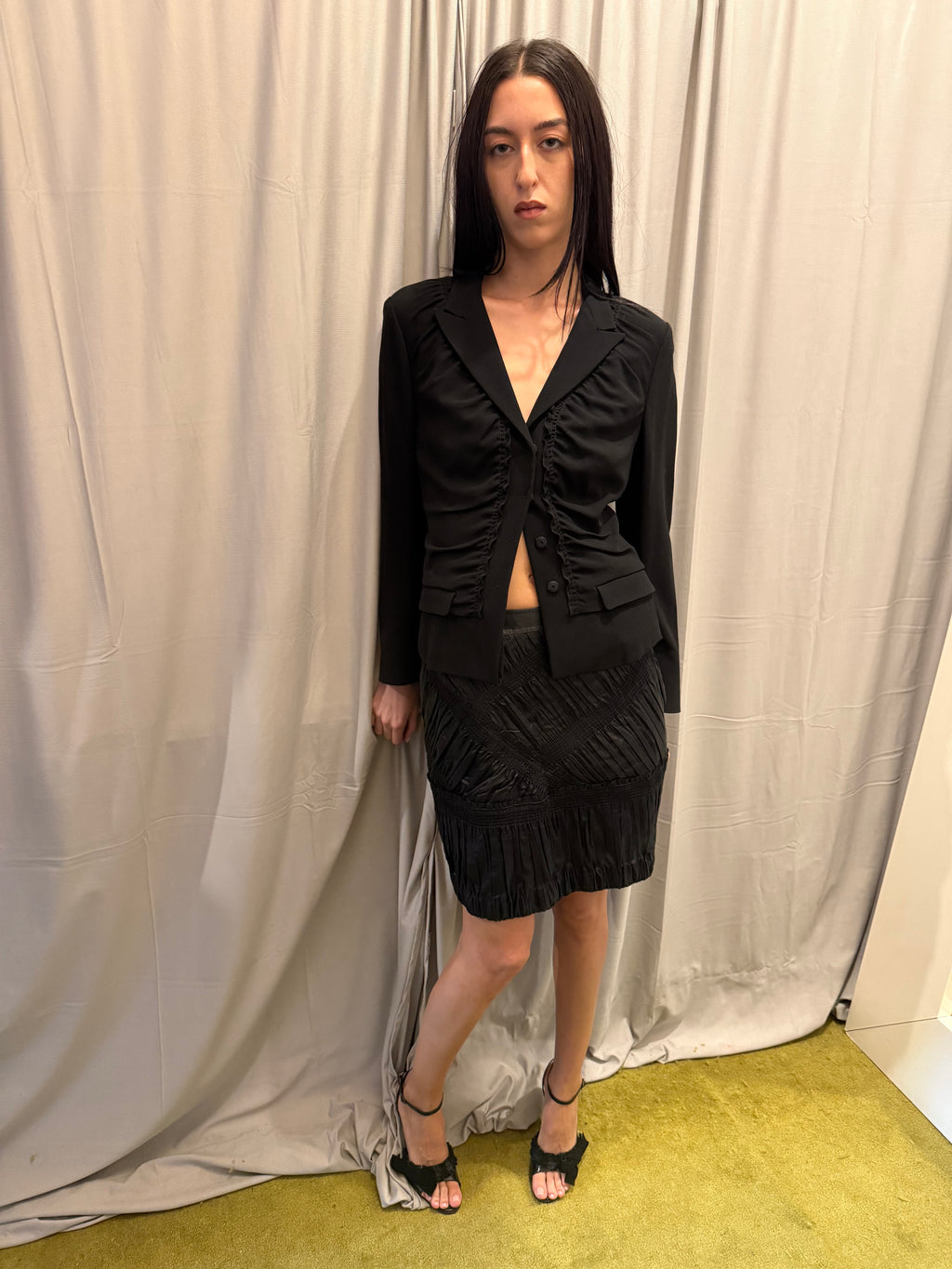 Burberry Ruched Silk Skirt