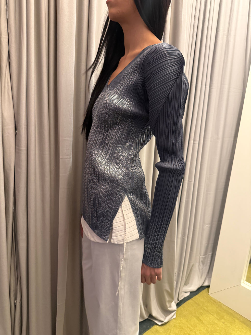 Pleats Please Grey Longsleeve Top